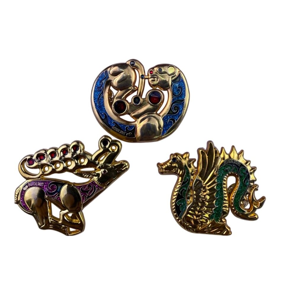 Destination Imagination Gold Tone Multicolor Enamel Museum Art Design Pins
